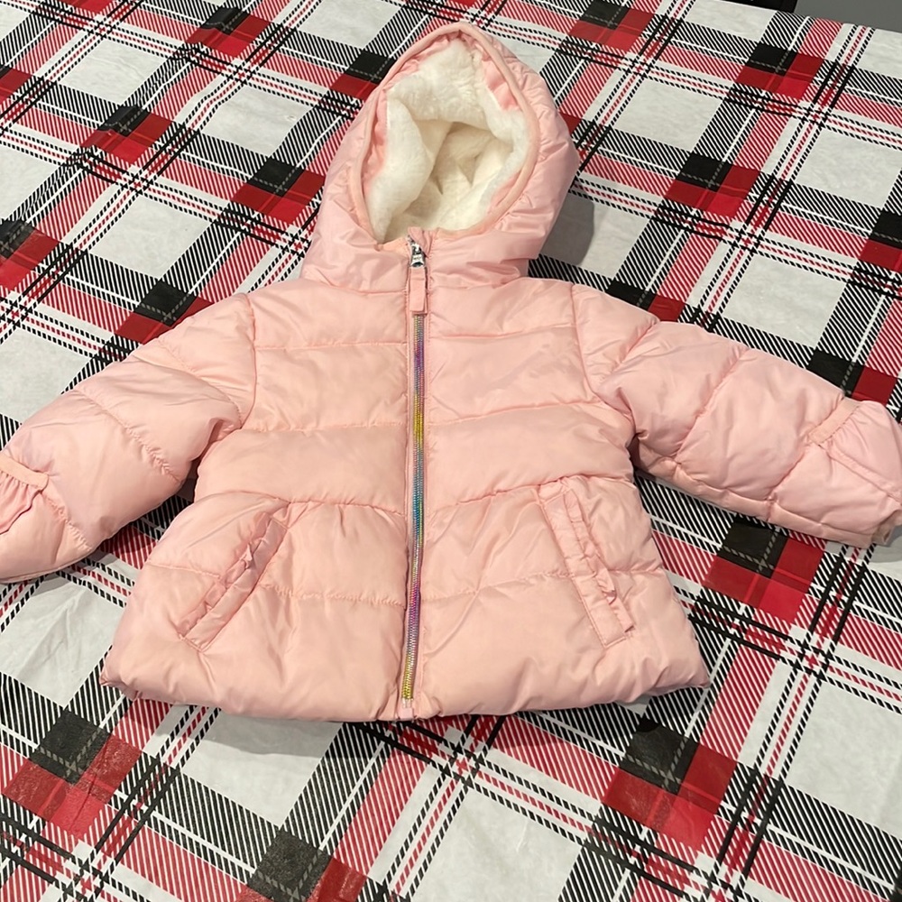 Wonder nation winter jacket size 12m pink with hand covers